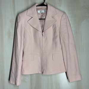 Tahari light pink blazer jacket zip front, size 2 petite‎